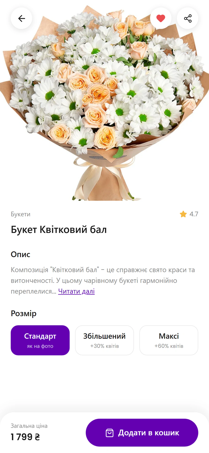 Картка букета з описом